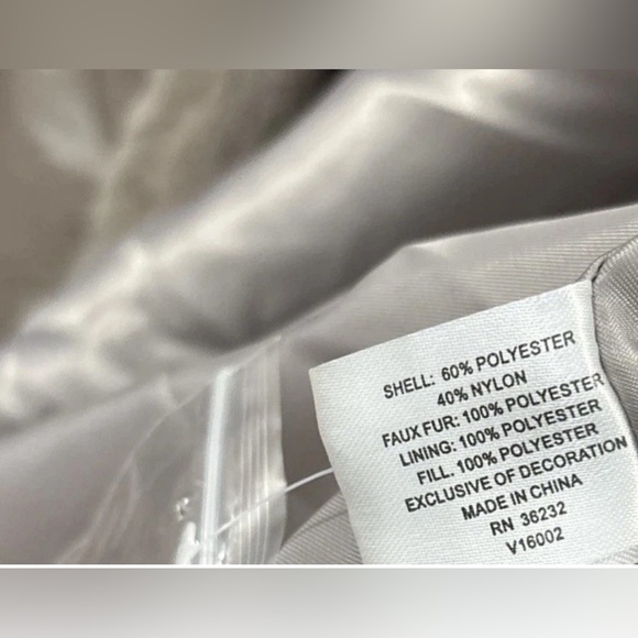 New Centigrade Champagne Gold XL Long Puffer Coat Faux Fur Hood Trim Belted - Picture 11 of 12